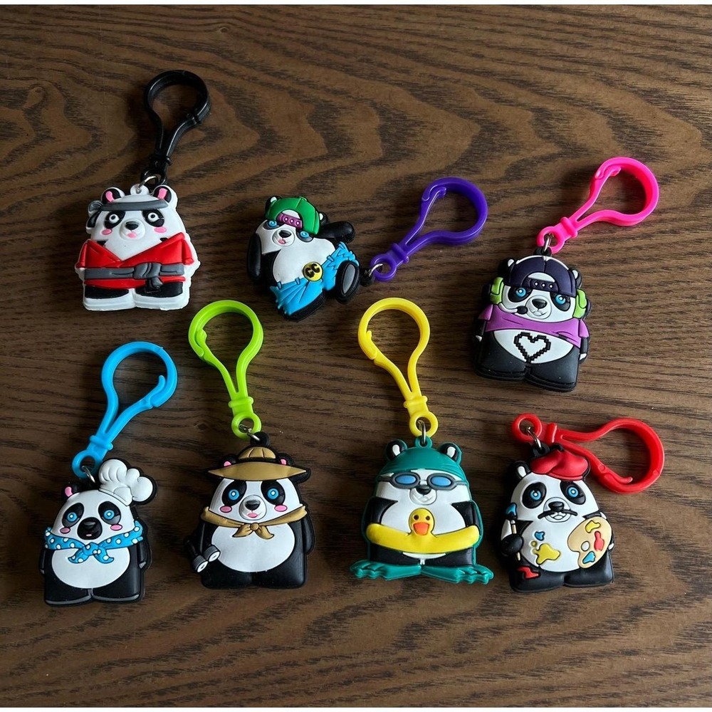 Dude Perfect Lot of 7 Panda Keychain Clips
